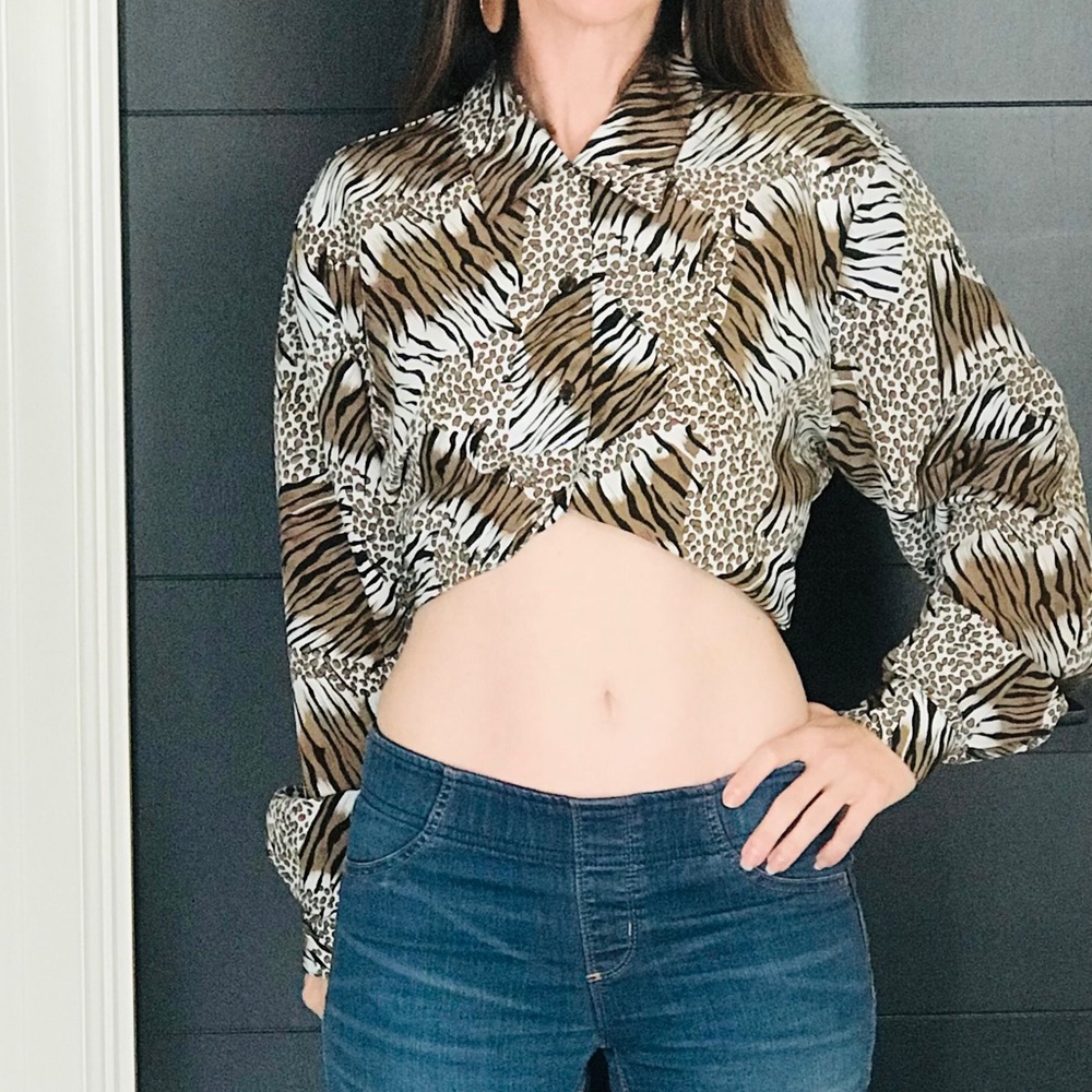 Vintage silky animal print top - Picture 3 of 6